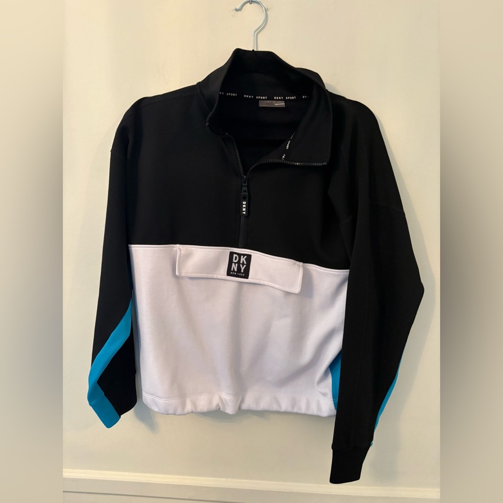 DKNY Lightwt Pullover Sweatshirt /Jacket- Front Pocket -1/4 Zip -Sz S